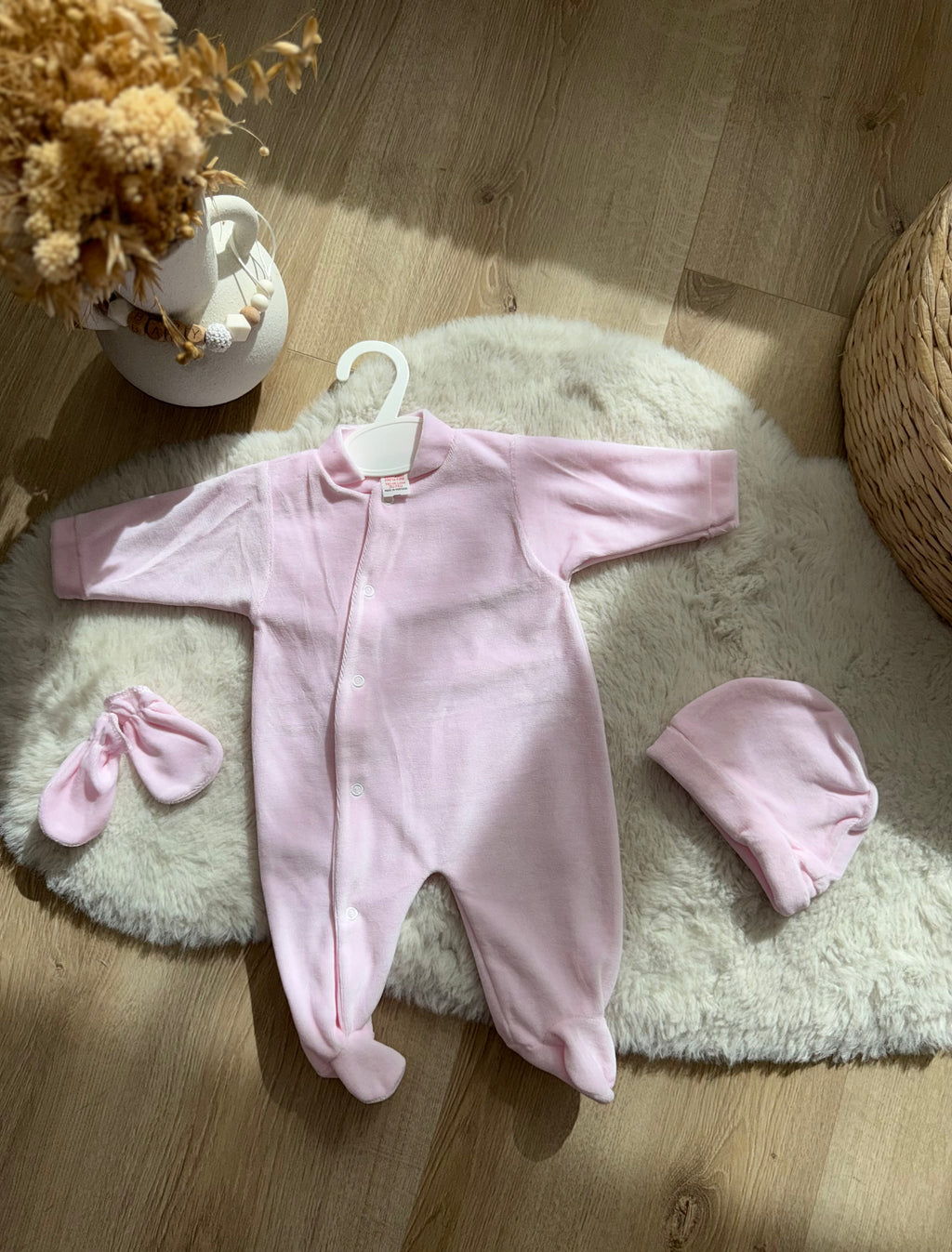 Ensemble naissance personnalisé en velours 3 pièces