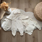 Ensemble naissance personnalisé en velours 5 pièces